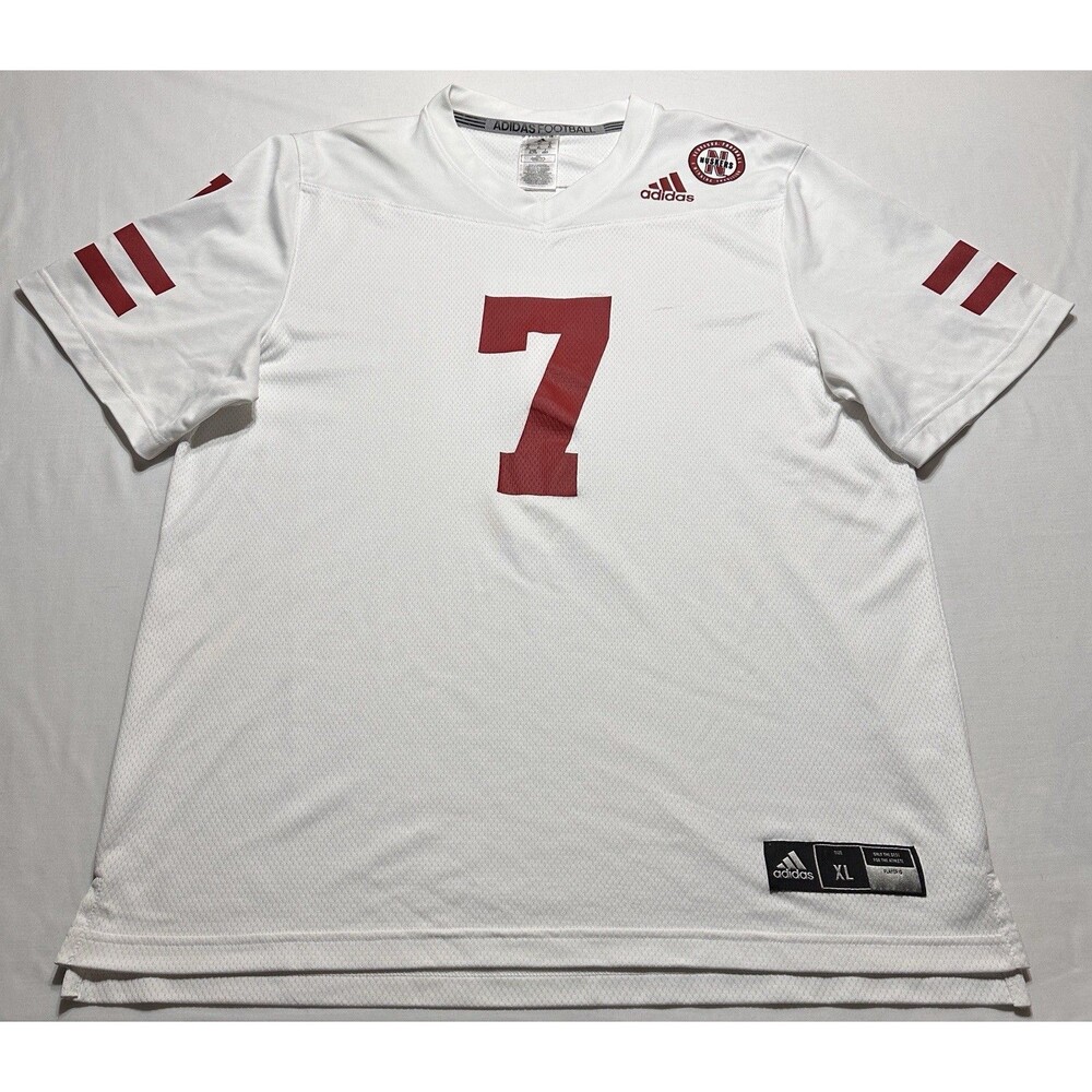 Nebraska Cornhuskers Adidas Football Jersey Mens XL White 7 Frost Ncaa *READ